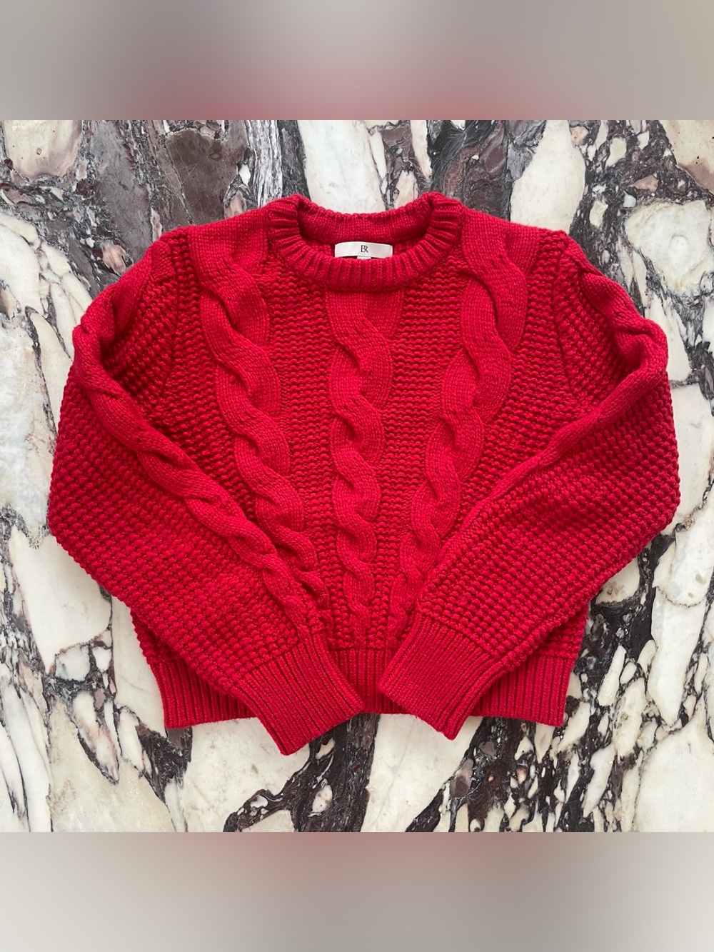 Cable-Knit Crop Sweater S